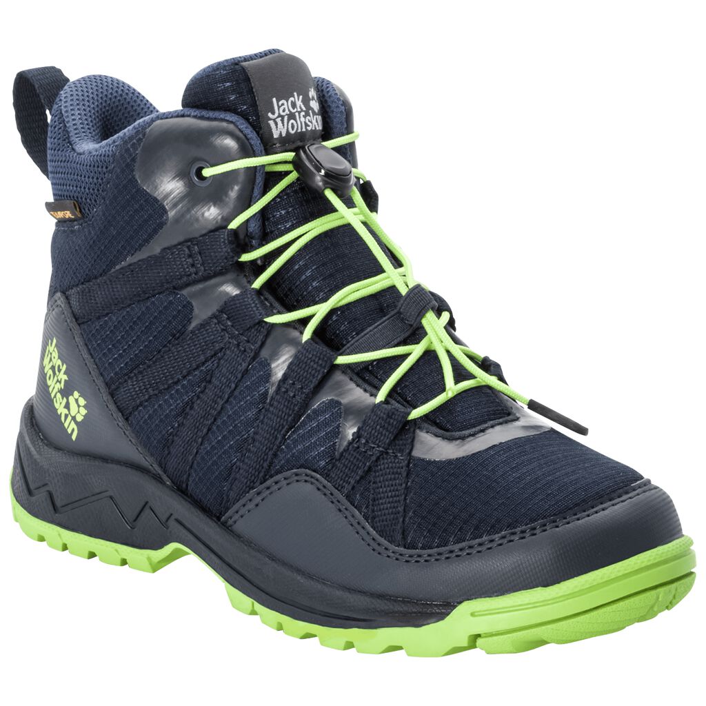 Jack Wolfskin THUNDERBOLT TEXAPORE MID Chaussures Enfant Bleu Foncé/Vert Clair - JWONYBA-17